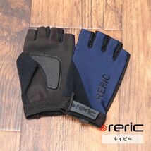 1円/reric/Mサイズ/サイクル グローブ マジックテープ着脱 フィンガーレス 手袋 サイクリング 自転車 プレゼント 新品/紺/ネイビー/hf208/_画像1