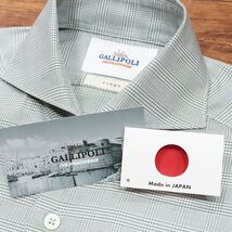 1円/GALLIPOLI camiceria/48(L)サイズ/国産シャツ イタリア製生地 織り カッタウェイ クラシック 長袖 新品グレーグレンチェック/hc110/_画像8