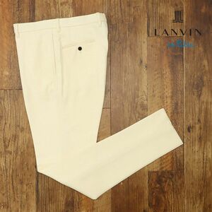 秋冬/LANVIN en Bleu/50サイズ/スラックス パンツ ウール混ストレッチ ノータック 快適 ゴルフにも 美脚 新品/アイボリー/hb178/