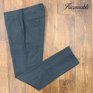 1円/秋冬/Faconnable/56サイズ/スラックス パンツ コットン チェック織 クラシコ トラッド 上品 エレガント 美脚 新品/紺/ネイビー/fk239/