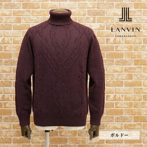 秋冬/LANVIN COLLECTION/52サイズ/タートルネック ニット Airy SPUN 軽量 あたたか ベビーアルパカ混 日本製 新品/赤/ボルドー/hb156/