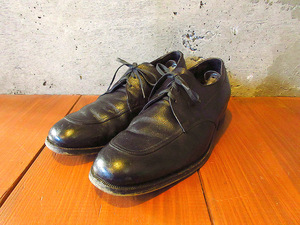 ビンテージ80’s●FLORSHEIM Uチップシューズ黒size 7 1/2 D●231225k1-m-dshs-255cm 1980sフローシャイム革靴ドレスシューズ