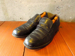 ビンテージ80’s●Uチップローファー黒size 8 1/2B●231227k7-m-lf-265cm 1980sメンズ革靴ブラックUSA製