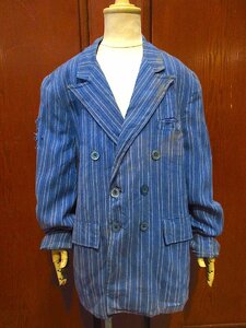 ビンテージ40's50's●キッズストライプテーラードジャケット水色●231225c7-k-jk 1940s1950s子供服アウターブレザー古着