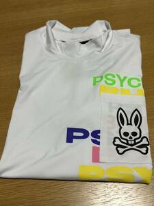 ☆ 【新品未使用】Psycho Bunny サイコバニー カラフルプリント モックネック 半袖シャツ ホワイト ☆