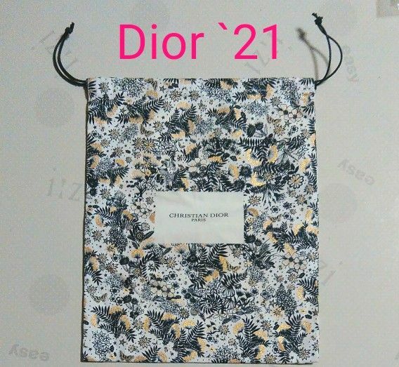 レア　Dior　2021ホリデー期間限定　ノベルティ 巾着　布袋　ポーチ　ホワイト×黒×ゴールド