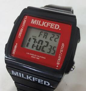 【中古動作品】★MILKFED. DIGITAL WATCH BLACK ミルクフェド デジタル ウォッチ 腕時計