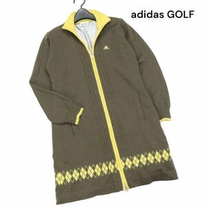 adidas GOLF アディダス ゴルフ 秋冬 裏地付き♪ ウール ケーブル ニット ロング ジャケット ブルゾン Sz.M/M　レディース　K3T01130_B#N