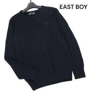 EAST BOY イーストボーイ 秋冬 赤 刺繍♪ ウール100% スクール ニット セーター Sz.11　レディース ネイビー 女子 学生 通学　K3T01139_B#K