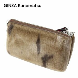 美品★ GINZA Kanematsu 銀座かねまつ ファー♪ ミニ ハンド バッグ ポーチ Sz.F　レディース 箱付き★　K3G00089_C#U