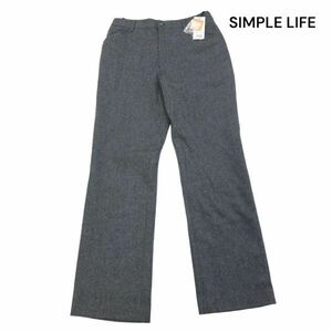 【新品 未使用】 SIMPLE LIFE シンプルライフ レナウン 秋冬♪ ストレッチ ウール パンツ スラックス Sz.L　レディース 灰　K3B00367_C#Q