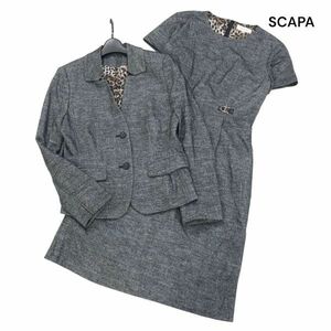 SCAPA スキャパ 秋冬♪ ジャケット & ワンピース セットアップ スーツ Sz.38　レディース グレー フォーマル セレモニー　K3T01206_C#N