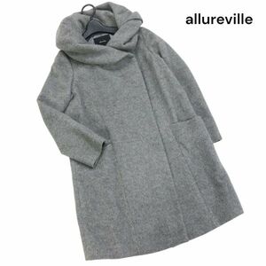 allureville アルアバイル 秋冬 ボリュームネック♪ ウール&アルパカ コート Sz.2　レディース グレー 日本製　K3T01227_C#N