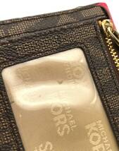 7725K☆ マイケルコース キーチェーン付き 二つ折り財布 小銭入れ カードケース MICHAEL KORS ピンク 綺麗！_画像9