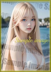 A◇101円スタート◇金髪美女[高解像度]◇A4写真用光沢紙◇2149◇グラビアイラストアートポスター◇OLスーツ