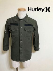 Hurley ハーレー ミリタリー シャツ トップス カーキ サイズM 七分袖 サーフシャツ
