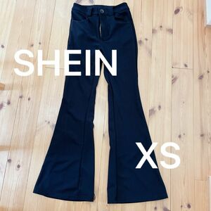 SHEIN フレアパンツ　パンツ　ボトム　ブーツカット　シンプル　ブラック　レディース　XS