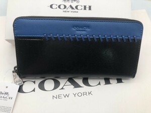 コーチ COACH 長財布 財布 ブラック ×ブルー スポーツ カーフ レザー 新品 未使用 贈り物L75209 a157B