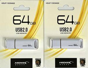 USB64GB・USB2.0MEMORY【HIDISC】×（２） ★送料込み！★ 発送時追跡番号有り！