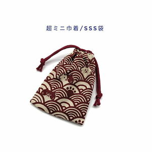  super Mini pouch *SSS sack [ peace pattern blue sea wave .... pattern beige × red ] pouch / amulet sack / pouch / small amount . sack / inset less / made in Japan / cat / cat 