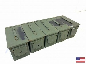 【米軍放出品】☆アンモボックス5個セット M2A1 AMMOBOX ミリタリー アンモ缶 アーモ缶 アモカン 工具箱 弾薬箱 サバゲー(140)ML28DK-W#23