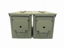 【米軍放出品】☆アンモボックス2個セット M2A1 AMMOBOX ミリタリー アンモ缶 アーモ缶 アモカン 工具箱 弾薬箱 サバゲー(100)AL29BK＃23-T_画像2