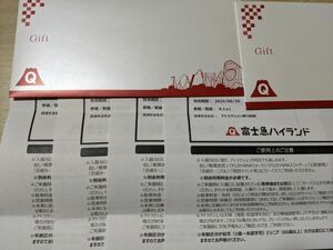 富士急ハイランド フリーパス大人× 4枚　有効期間2024/06/30