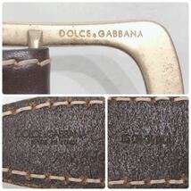 ☆DOLCE&GABBANA☆ ドルチェ&ガッパーナ ベルト レザーベルト ブラウン ゴールド 茶色 レザー 本革 ステッチ メンズ 男性 送料無料_画像3