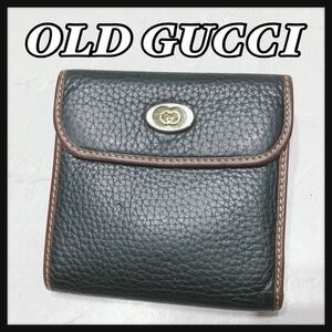 ☆OLDGUCCI☆ オールドグッチ 折り財布 財布 ウォレット モスグリーン 緑色 レザー 本革 シンプル コンパクト メンズ 送料無料