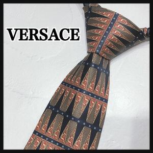 *VERSACE* Versace necktie brand necktie navy red silk total pattern men's man gentleman suit formal free shipping 