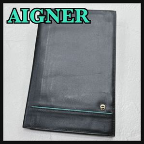 ☆AIGNER☆ アイグナー カードケース ブラック 黒 レザー 本革 シンプル メンズ 男性 紳士 送料無料