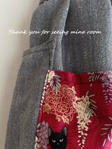 I-5　グレーツィード＆藤と猫タートルWタック切替ジャンパースカート handmade _画像3