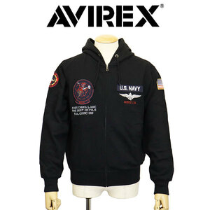 AVIREX (アヴィレックス) 3931012 L/S ZIP PARKA DUST DEVILS ロングスリーブ ジップアップパーカー ダスト デビルス 010BLACK XL