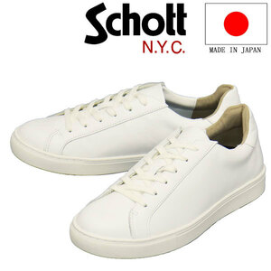 Schott (ショット) S23005 Lace up Sneaker レースアップ レザースニーカー White 日本製 SCT011 約28.0cm