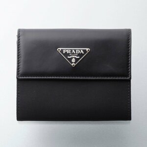 K3626M 美品 プラダ 三角ロゴ ナイロン&レザー 二つ折り カード コイン ミニ 財布 ITALY製