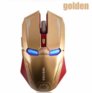 NAFFEE ZX-578 (GOLD) アイアンマン ワイヤレス USB 光学式 マウス