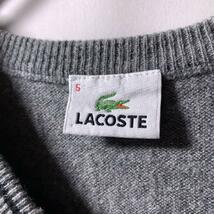 LACOSTE カシミヤ ニット ベスト グレー Vネック 刺繍ロゴ L_画像6