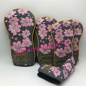 スコッティキャメロン★ウッド用カバー1W 3W 2個UT&パター用 5点セット★FLOWER ピンク