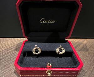 カルティエ　Cartier　トリニティ　イヤリング　ホワイトゴールド、イエローゴールド、ピンクゴールド、ダイヤモンド　ほぼ新品　