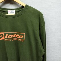 L26 lotto ロット 長袖 Tシャツ カットソー 袖 フロント ロゴ プリント クルーネック コットン メンズ グリーン系 サイズ L オールシーズン_画像4