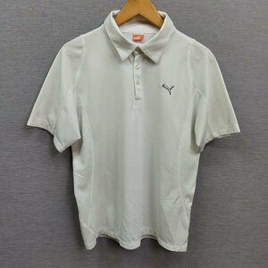L161 PUMA プーマ ポロシャツ 半袖 スポーツ トレーニング ウェア メッシュ ホワイト 白 メンズ サイズ L ロゴ 刺繍 プラクティス
