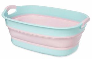  soft tab wide pink I-563 folding bucket .... wash playing in water large bucket laundry 