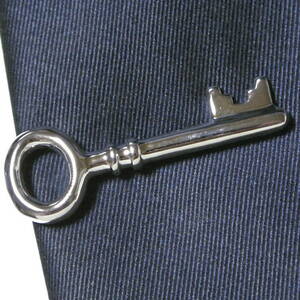 新品◆鍵 ネクタイピン シルバー 4.1cm 銀 アンティーク ヴィンテージ キー Key タイバー