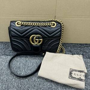 351.◎1円スタート◎【美品】GUCCI グッチ GGマーモント キルティング スモールショルダーバッグ チェーンショルダー 446744 レディース