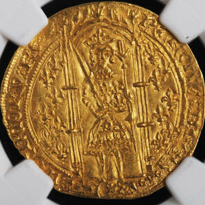1364-1380 フランス シャルル5世 フランカピエ金貨 アンティークコイン 金 NGC MS64の画像1