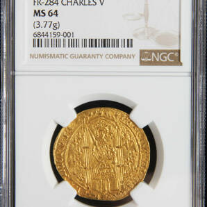 1364-1380 フランス シャルル5世 フランカピエ金貨 アンティークコイン 金 NGC MS64の画像3