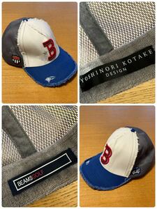 本物 名作 YOSHINORI KOTAKE DESIN ヨシノリコタケ デザイン BEAMS GOLF ビームスゴルフ ダメージ加工 メッシュキャップ 帽子