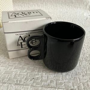 e157-60 新品未使用 たち吉 マグカップ 黒 ブラック モノトーン Adam&Eve アダム＆イブ 食器 キッチン コップ