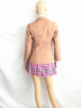 新品 未使用 送料無料bs31ブレザー服 チェックスカート リボン桜制服コスプレ個性をプラス ミニスカ制服 ピンクチェック柄がラブリー学生服_画像5