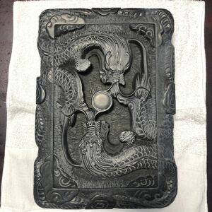 中国美術 書道具 昇龍雲硯 仁秀作 骨董品 美術品 古美術 時代品